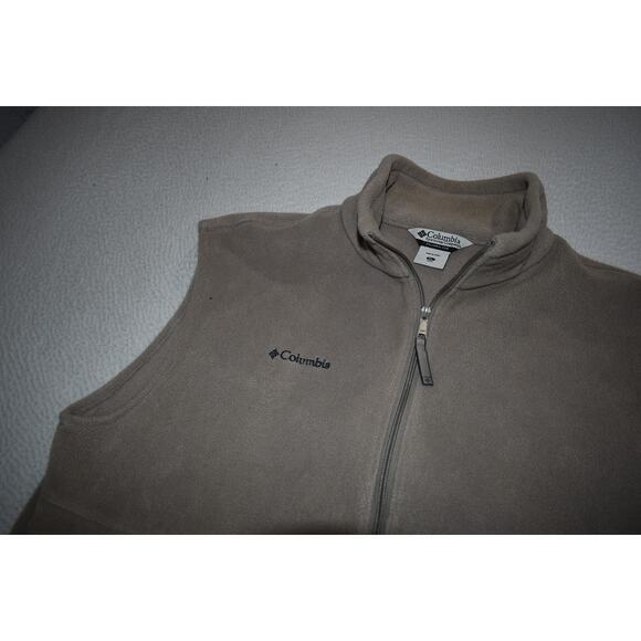 Columbia Fleece Jacket Vest Mens Size XL Camping Hiking Tan Polyester Full Zip - Picture 6 of 6